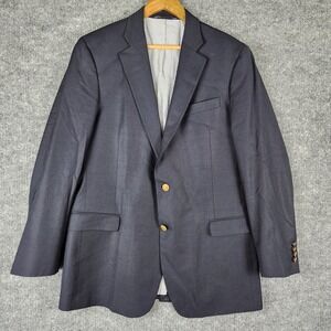 Brooks Brothers Explorer Blazer 42L Fitzgerald Fit Dark Blue Gold Button Mens